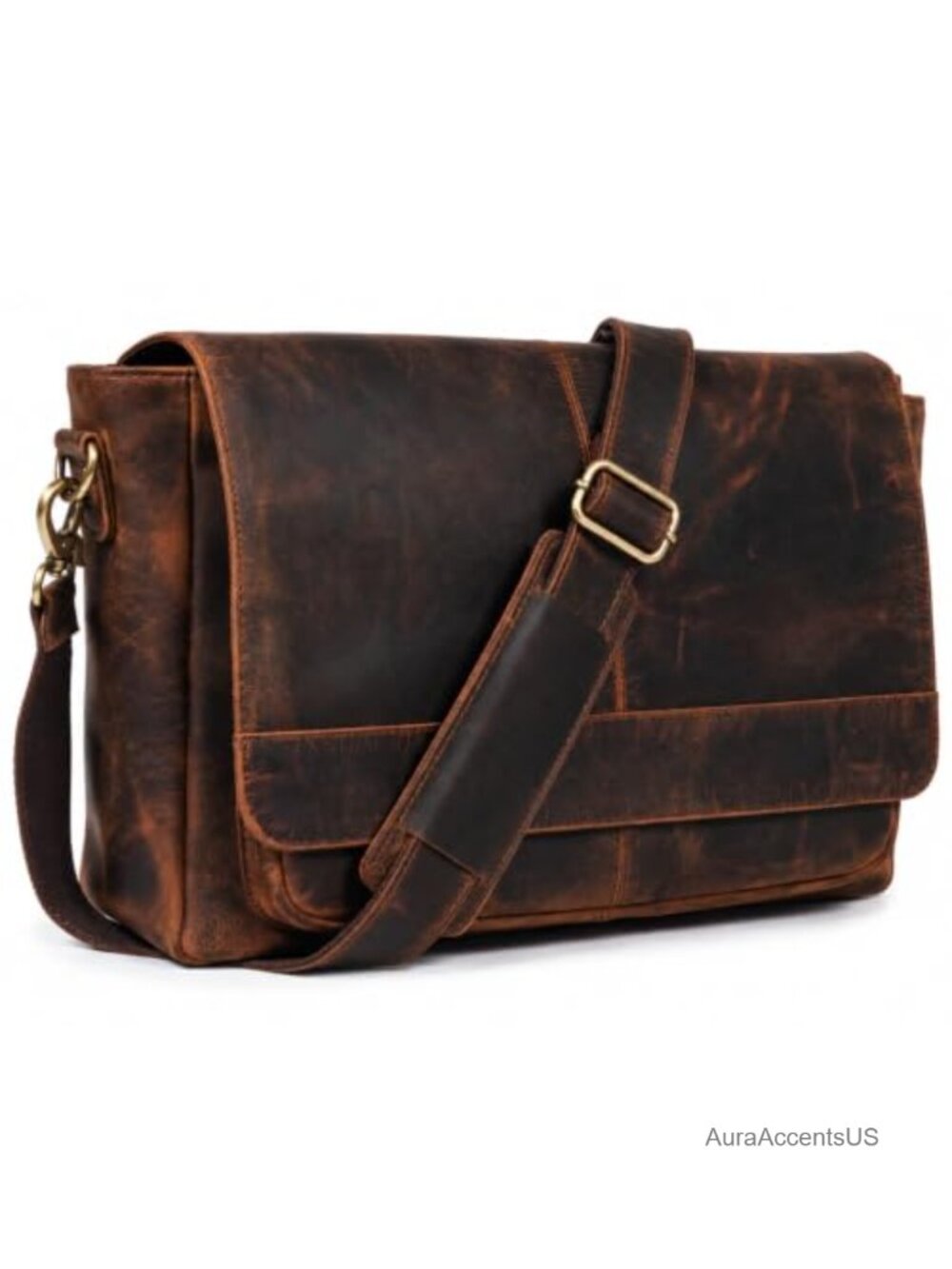 Full Grain Leather Messenger Bag Satchel Laptop Briefcase Work Travel